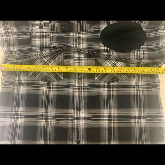 Helix Black Plaid Button Down Western Men Large - Picture 7 of 7